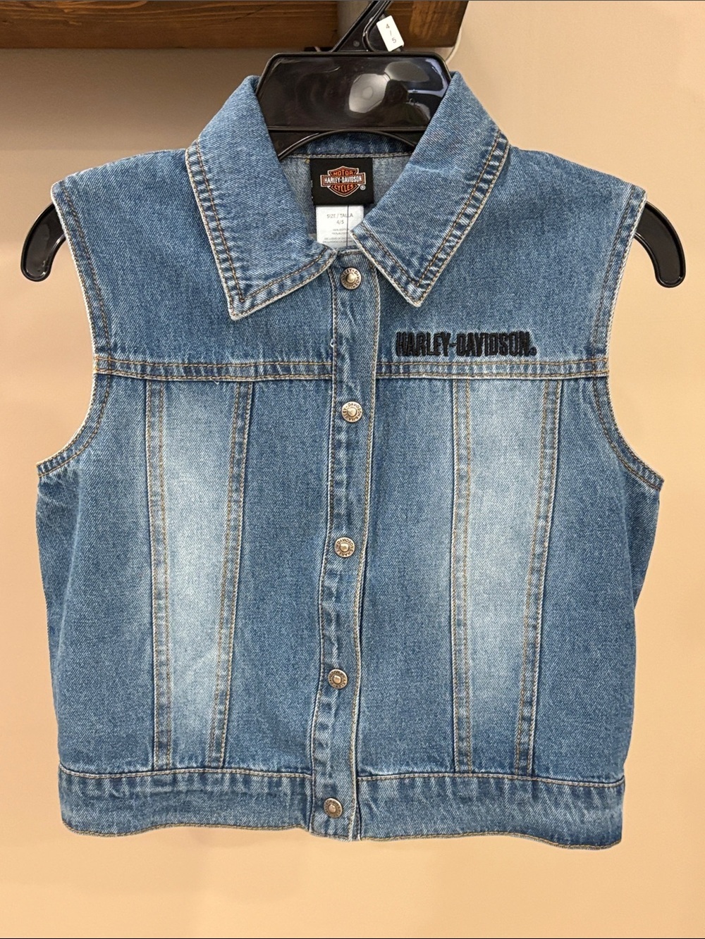 Harley-Davidson Kids Denim Vest NWT Size 4/5 Embroidered Logo